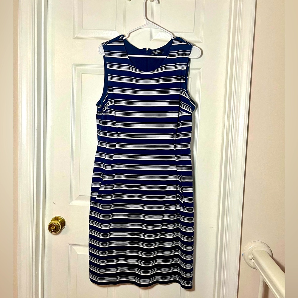 Land’s End Women’s Size 16 Navy/White Striped Dress